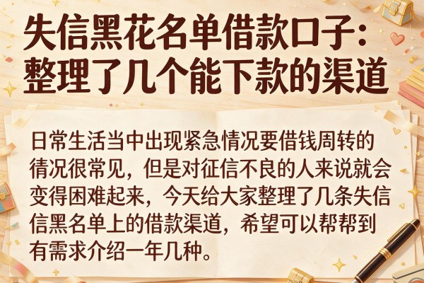 失信黑花名单借款口子：整理了几个能下款的渠道