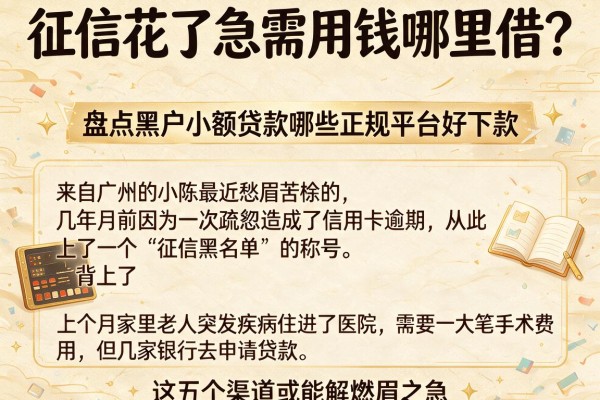 征信花了急需用钱哪里借？盘点黑户小额贷款哪些正规平台好下款，这五个渠道或能解燃眉之急