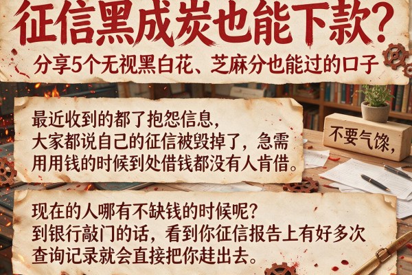 征信黑成炭也能下款？分享5个无视黑白花、芝麻分也能过的口子