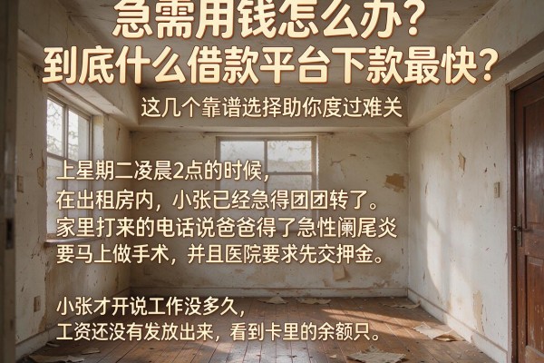急需用钱怎么办？到底什么借款平台下款最快？这几个靠谱选择助你度过难关
