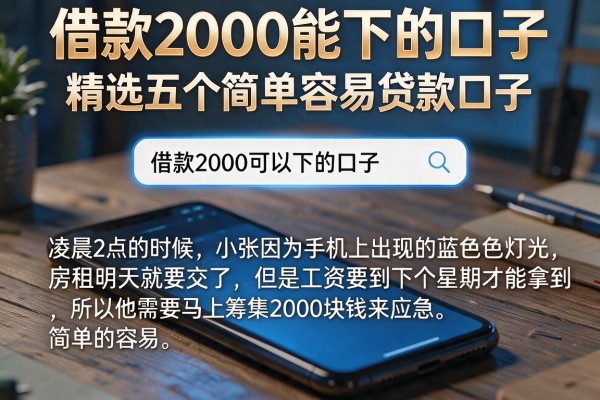 借款2000能下的口子，精选五个简单容易贷款口子