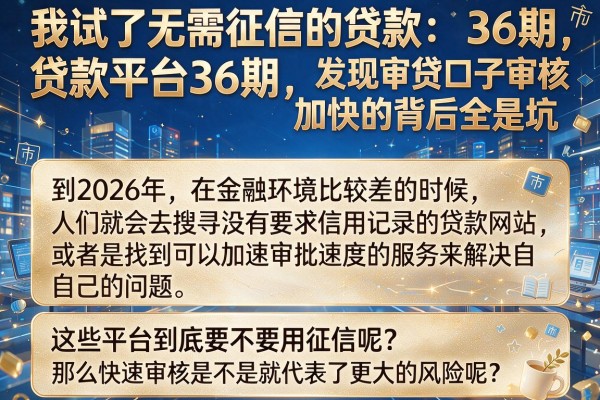 我试了无需征信的贷款平台36期,发现审贷口子审核加快的背后全是坑