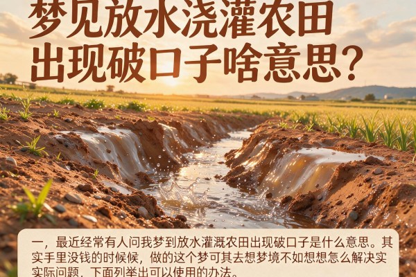 梦见放水浇灌农田出现破口子啥意思?资金缺口试试这几个