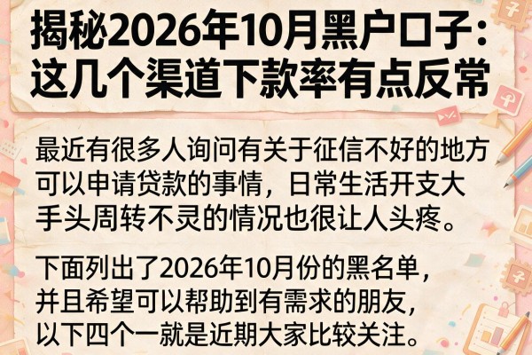 揭秘2026年10月黑户口子：这几个渠道下款率有点反常