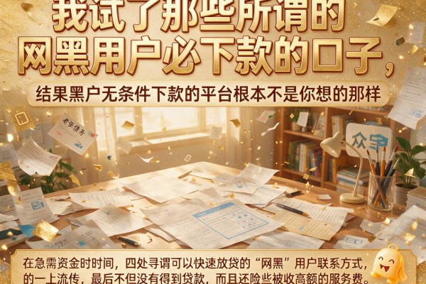 我试了那些所谓的网黑用户必下款的口子，结果黑户无条件下款的平台根本不是你想的那样