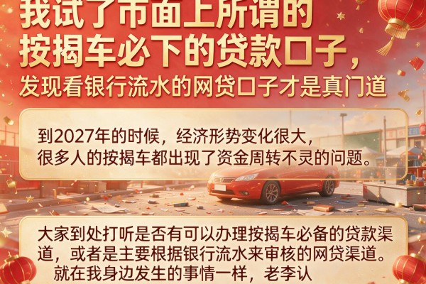 我试了市面上所谓的按揭车必下的贷款口子，发现看银行流水的网贷口子才是真门道