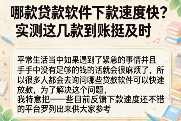 哪款贷款软件下款速度快？实测这几款到账挺及时