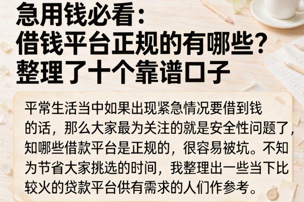 急用钱必看：借钱平台正规的有哪些？整理了十个靠谱口子