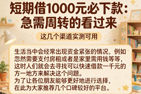 短期借1000元必下款：急需周转的看过来，这几个渠道实测可用
