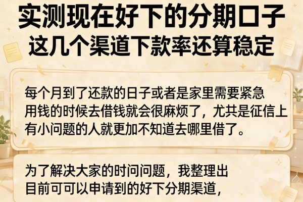 实测现在好下的分期口子，这几个渠道下款率还算稳定