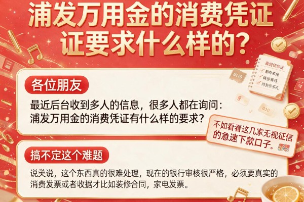 浦发万用金的消费凭证要求什么样的？搞不定这个难题，不如看看这几家无视征信的急速下款口子