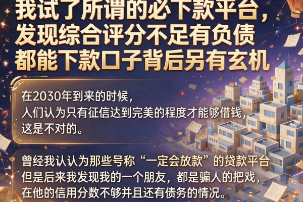 我试了所谓的必下款平台,发现综合评分不足有负债都能下款口子背后另有玄机