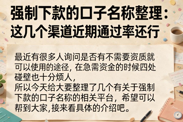 强制下款的口子名称整理：这几个渠道近期通过率还行