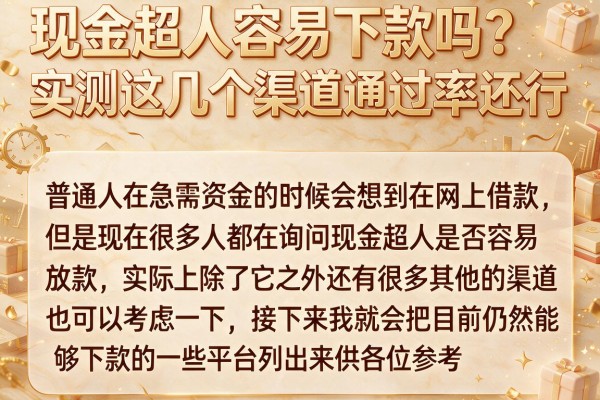 现金超人容易下款吗？实测这几个渠道通过率还行