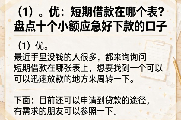 短期借款在哪个表？盘点十个小额应急好下款的口子