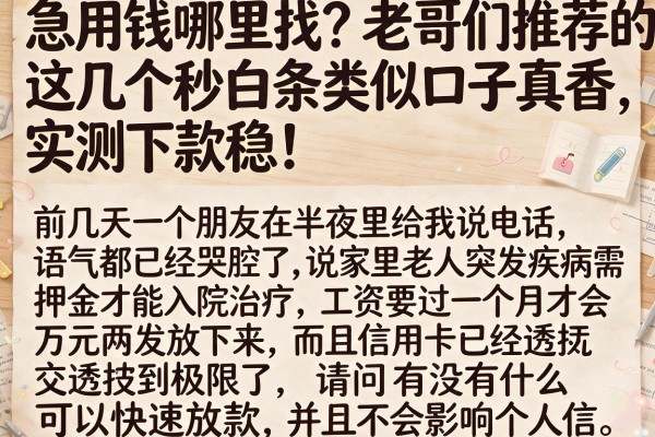 急用钱哪里找？老哥们推荐的这几个秒白条类似口子真香，实测下款稳！