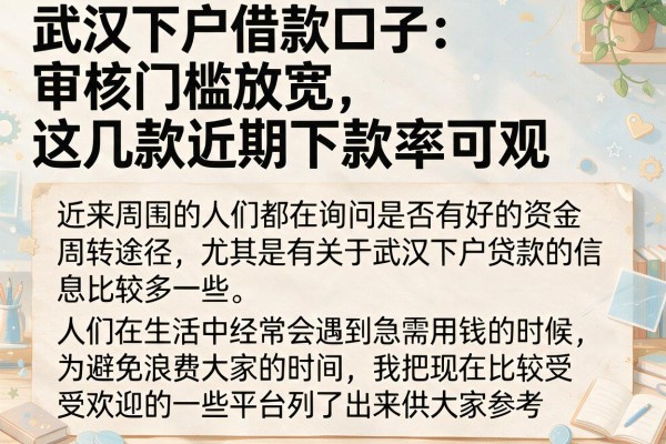 武汉下户借款口子：审核门槛放宽，这几款近期下款率可观
