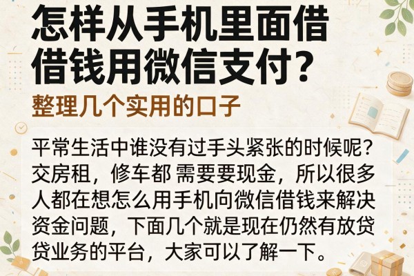 怎样从手机里面借钱用微信支付？整理几个实用的口子