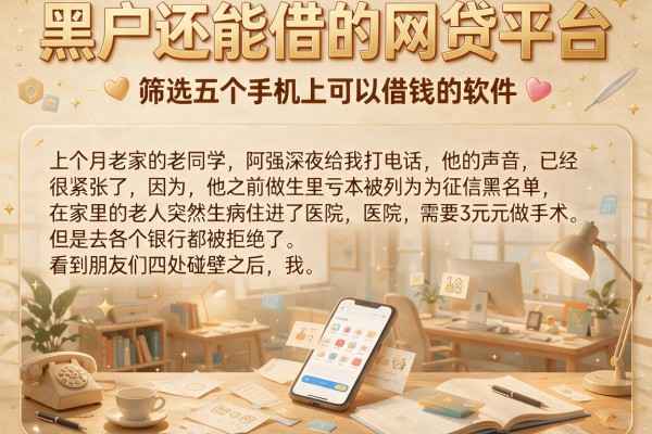 黑户还能借的网贷平台，筛选五个手机上可以借钱的软件