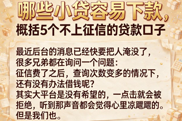 哪些小贷容易下款，概括5个不上征信的贷款口子