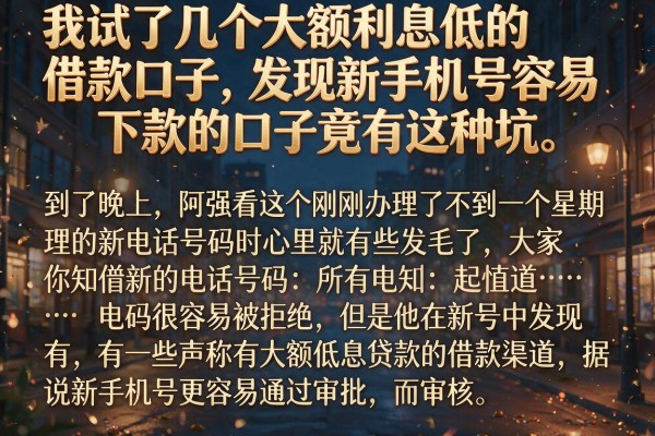 我试了几个大额利息低的借款口子，发现新手机号容易下款的口子竟有这种坑
