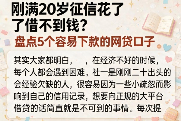 刚满20岁征信花了借不到钱？盘点5个容易下款的网贷口子