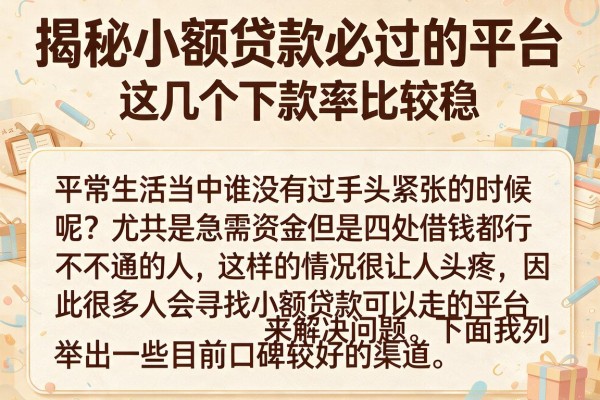 揭秘小额贷款必过的平台，这几个下款率比较稳