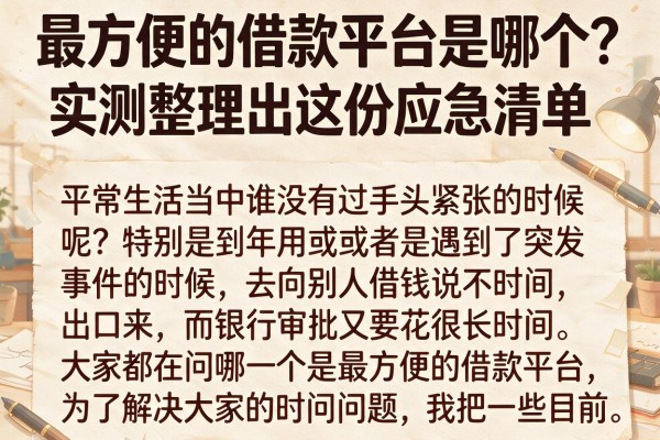 最方便的借款平台是哪个？实测整理出这份应急清单