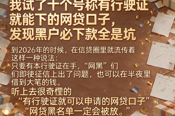 我试了十个号称有行驶证就能下的网贷口子，发现黑户必下款全是坑
