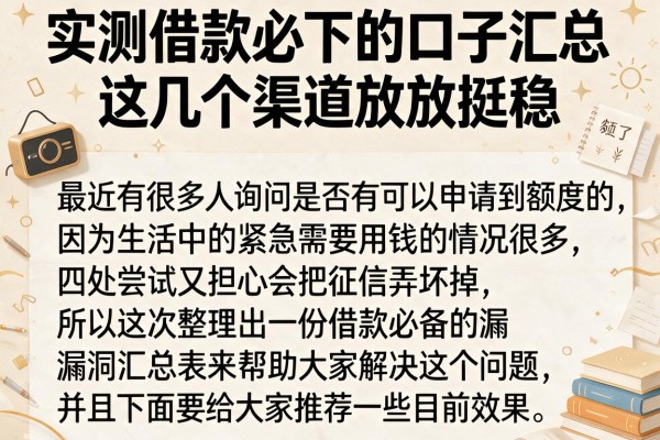 实测借款必下的口子汇总，这几个渠道放款挺稳