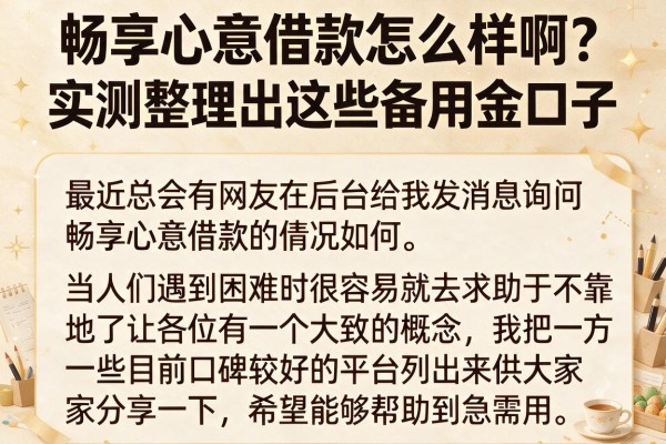 畅享心意借款怎么样啊？实测整理出这些备用金口子