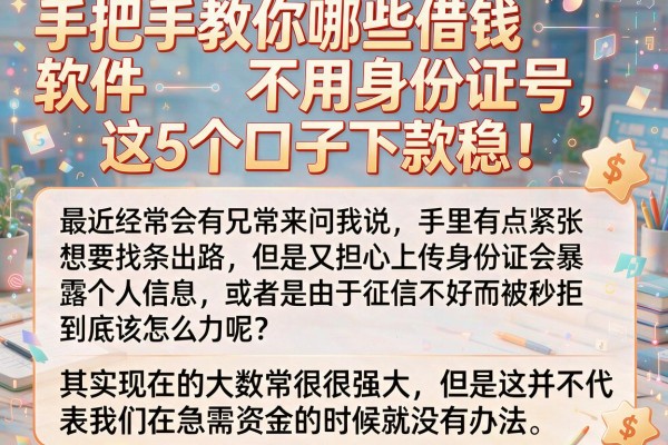 手把手教你哪些借钱软件不用身份证号，这5个口子下款稳！