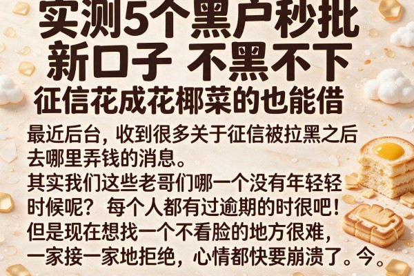 实测5个黑户秒批新口子不黑不下，征信花成花椰菜的也能借