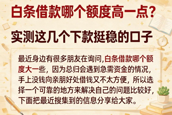 白条借款哪个额度高一点？实测这几个下款挺稳的口子