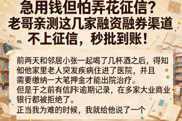 急用钱但怕弄花征信?老哥亲测这几家融资融券渠道不上征信,秒批到账!