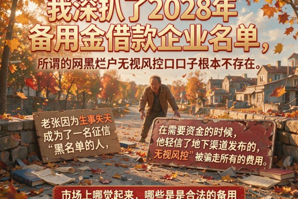 我深扒了2028年备用金借款企业名单，所谓的网黑烂户无视风控口子根本不存在