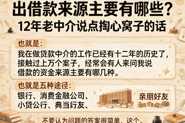 出借款来源主要有哪些？12年老中介说点掏心窝子的话