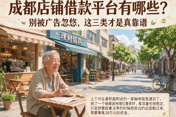 成都店铺借款平台有哪些？别被广告忽悠，这三类才是真靠谱
