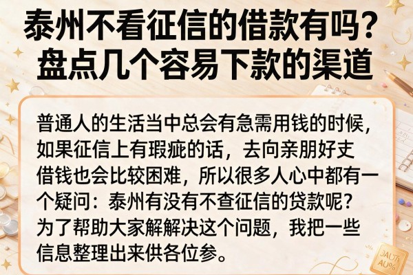 泰州不看征信的借款有吗？盘点几个容易下款的渠道