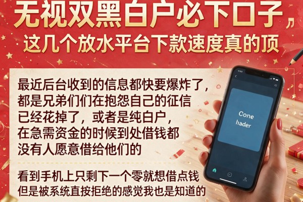 无视双黑白户必下口子，这几个放水平台下款速度真的顶