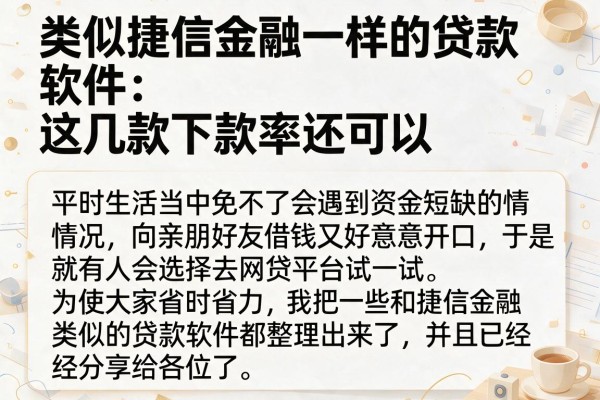 类似捷信金融一样的贷款软件：这几款下款率还可以