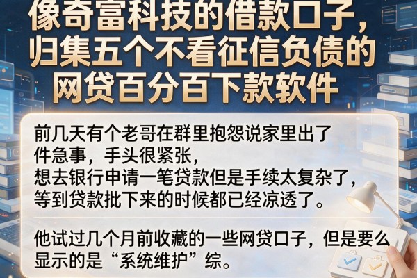 像奇富科技的借款口子，归集五个不看征信负债的网贷百分百下款软件