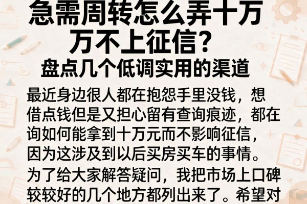急需周转怎么弄十万不上征信?盘点几个低调实用的渠道