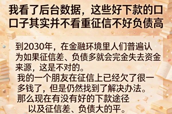 我看了后台数据，这些好下款的口子其实并不看重征信不好负债高