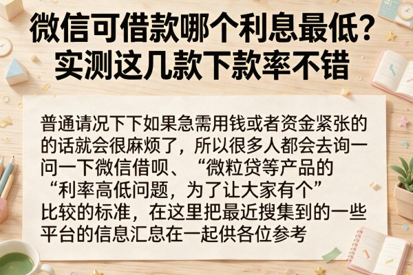 微信可借款哪个利息最低？实测这几款下款率不错