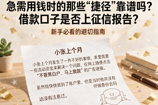 急需用钱时的那些“捷径”靠谱吗？借款口子是否上征信报告？新手必看的避坑指南