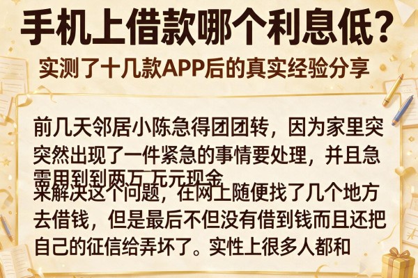 手机上借款哪个利息低？实测了十几款APP后的真实经验分享