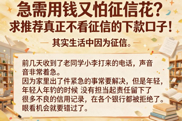 急需用钱又怕征信花?求推荐真正不看征信的下款口子!