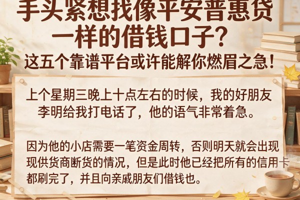 手头紧想找像平安普惠贷一样的借钱口子？这五个靠谱平台或许能解你燃眉之急！