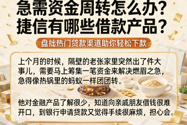 急需资金周转怎么办？捷信有哪些借款产品？盘点热门贷款渠道助你轻松下款